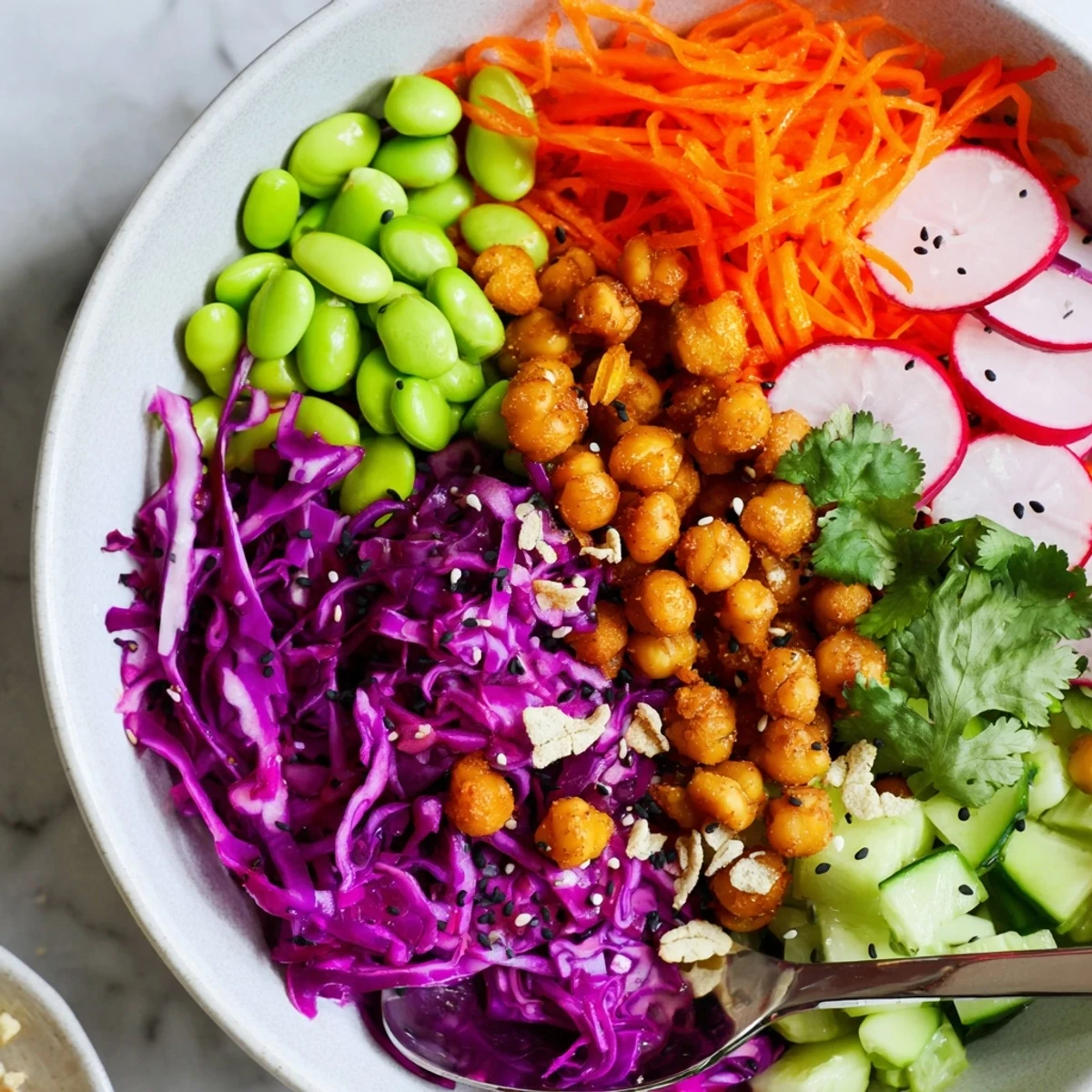 Freshly prepared ASMR Crunch Snack Bowls drizzled with spicy mayo for a delightful crunch.