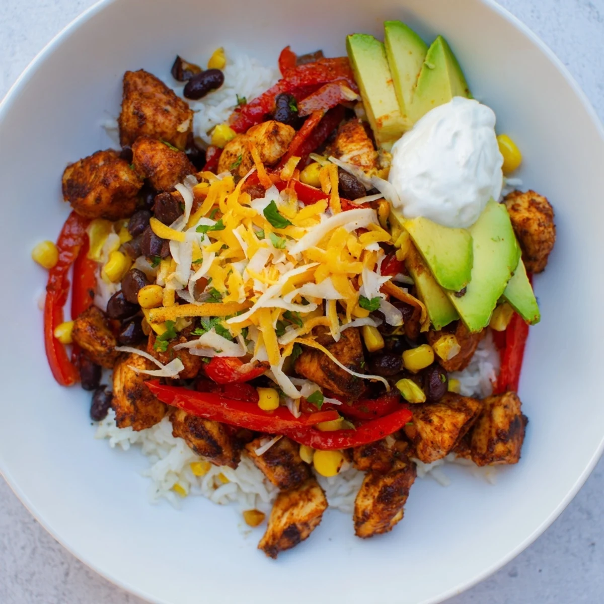 Sheet Pan Chicken Burrito Bowls, brimming with colorful roasted vegetables and seasoned chicken.