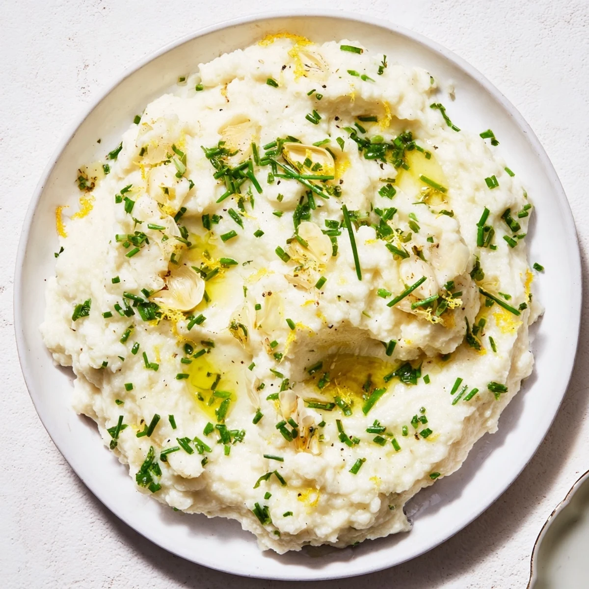 Homemade Cauliflower Mash with Garlic & Lemon Herb provides a bright and flavorful alternative to potatoes.