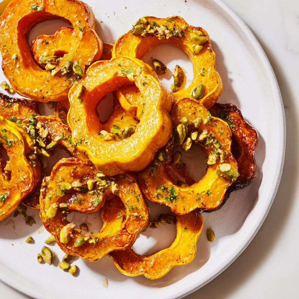 Baked Delicata Squash Pistachios