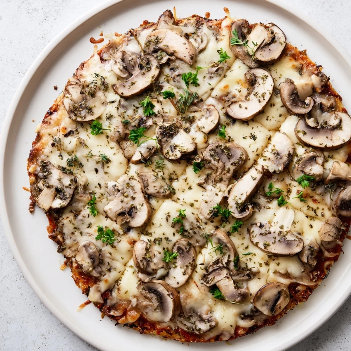 This delicious frozen pizza upgrade is piled high with cheese and vegetables after baking until bubbly.