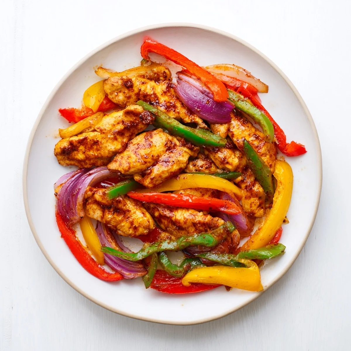 Sheet-Pan Chicken Fajitas, sizzling with perfectly charred peppers, chicken, and onions, ready for tortillas.