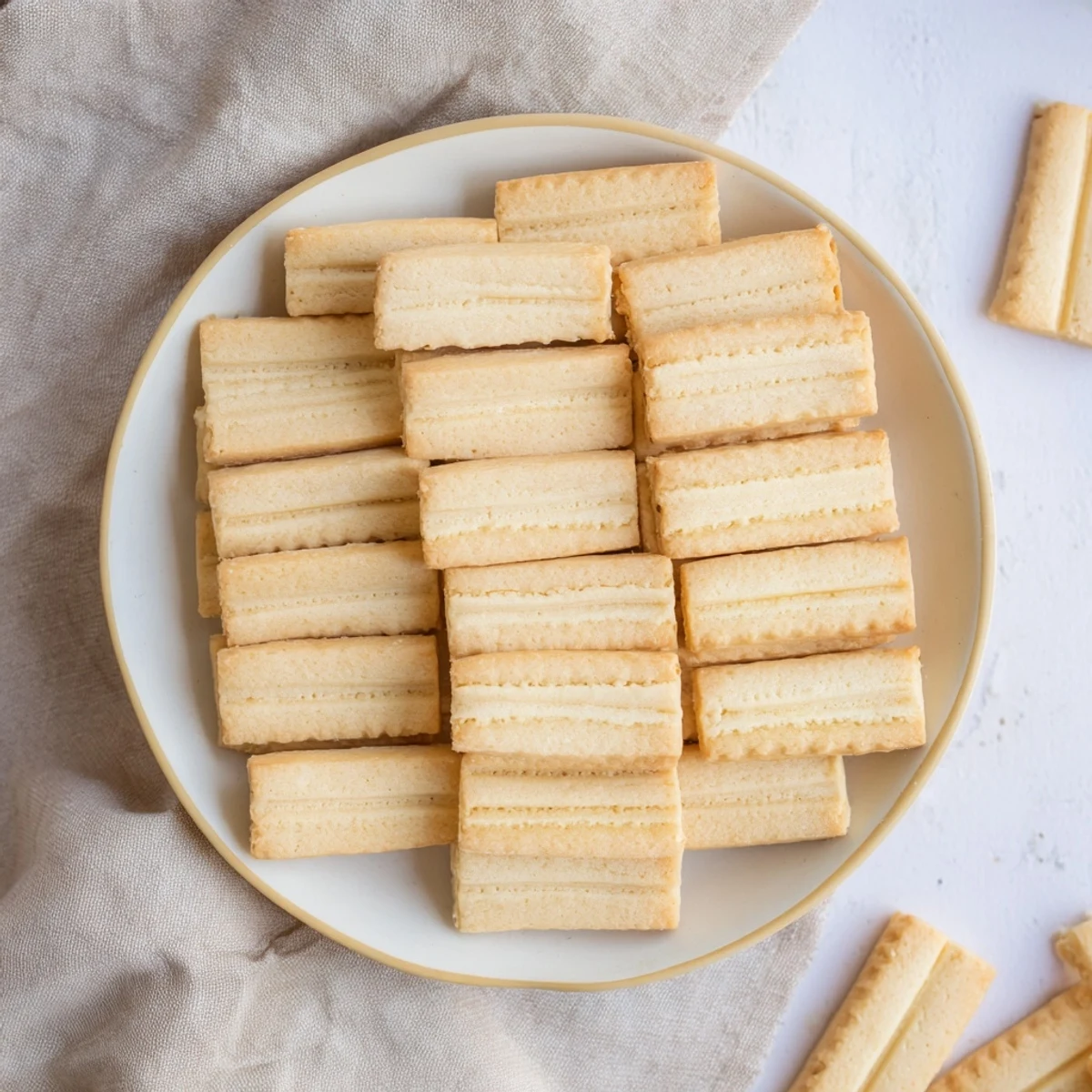 Golden-edged classic shortbread cookies on a wire rack, offering a taste of buttery, Scottish delight.