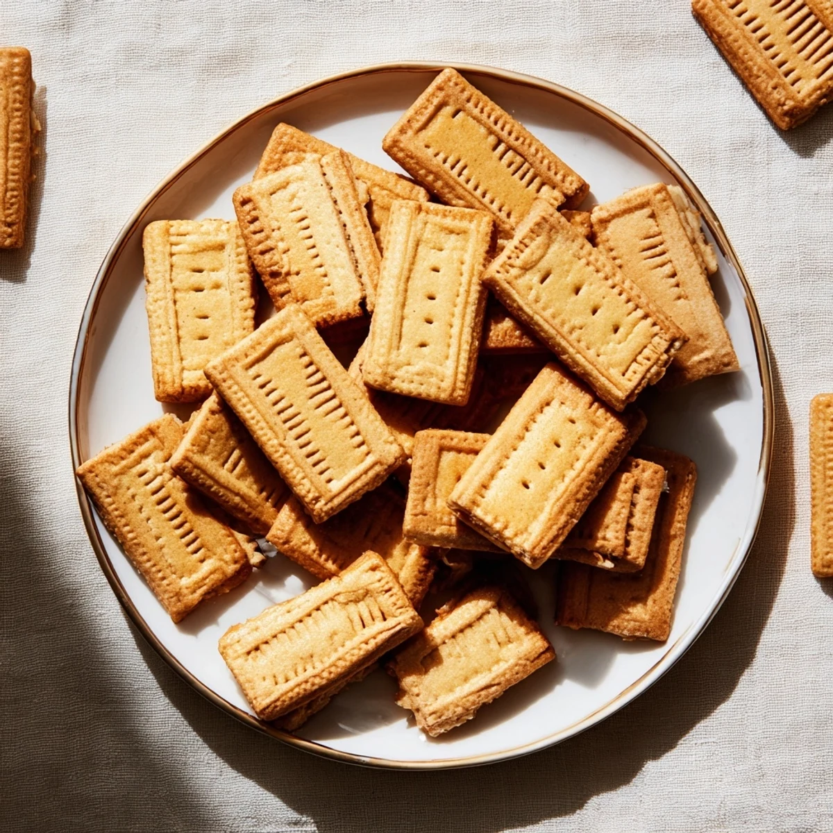 Close-up of baked classic shortbread cookies, a simple yet delicious treat, ready for tea time.