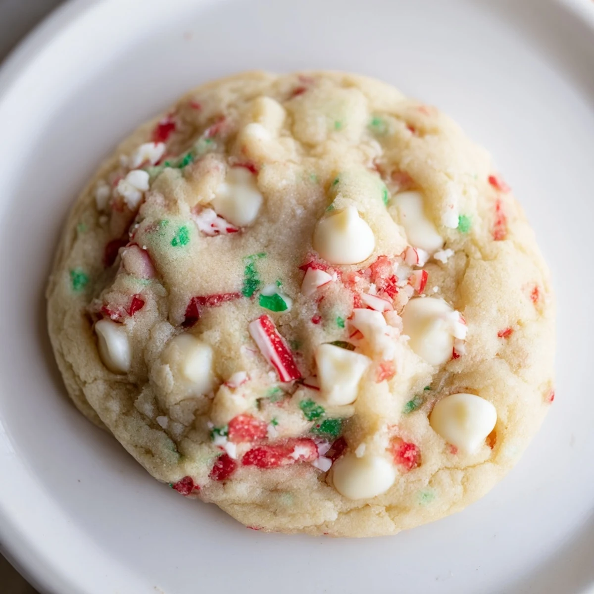 Soft, warm White Chocolate Peppermint Bark Cookies, a perfect holiday treat bursting with peppermint flavor.