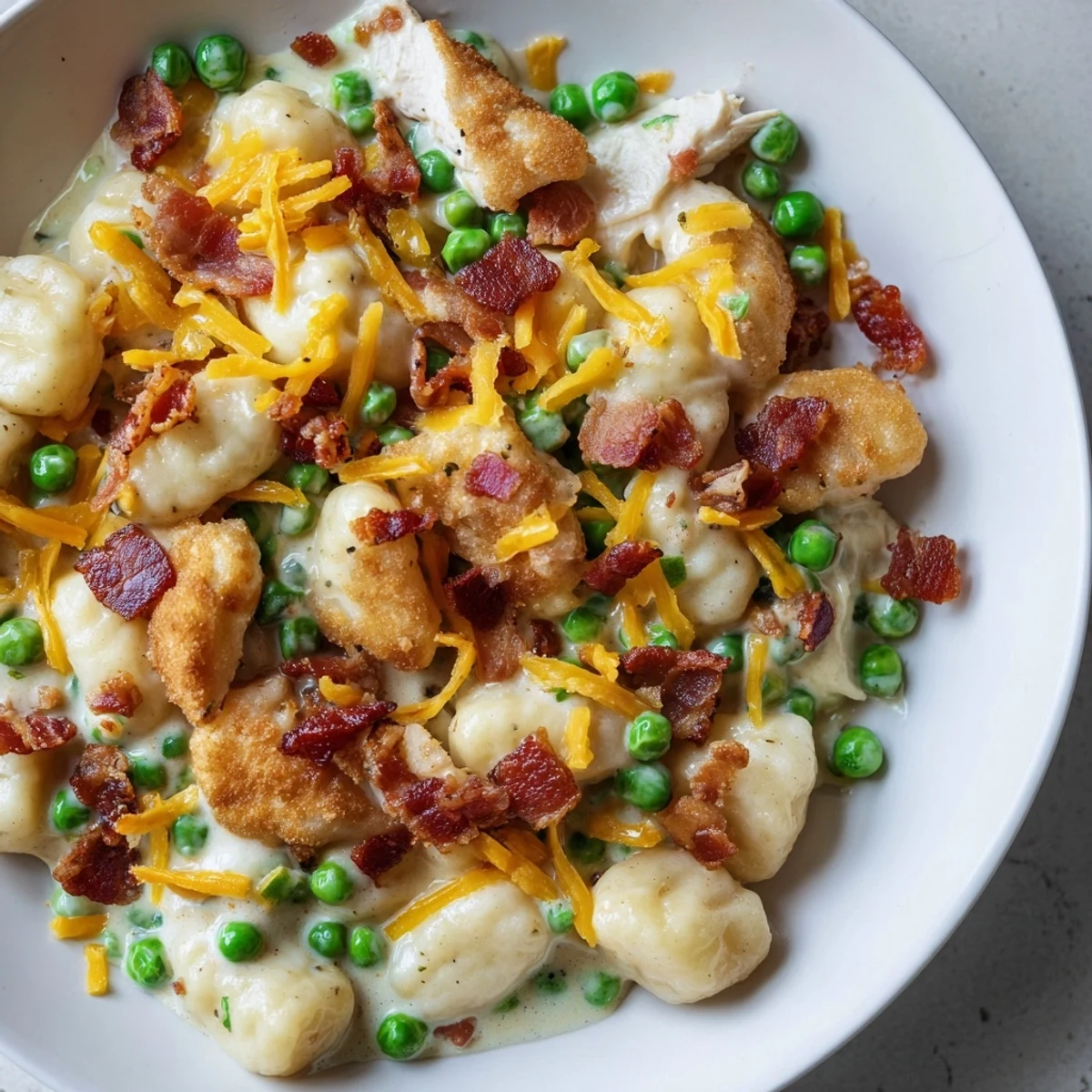 Creamy Crack Chicken Gnocchi, a comforting dinner of tender gnocchi and a rich, cheesy sauce.