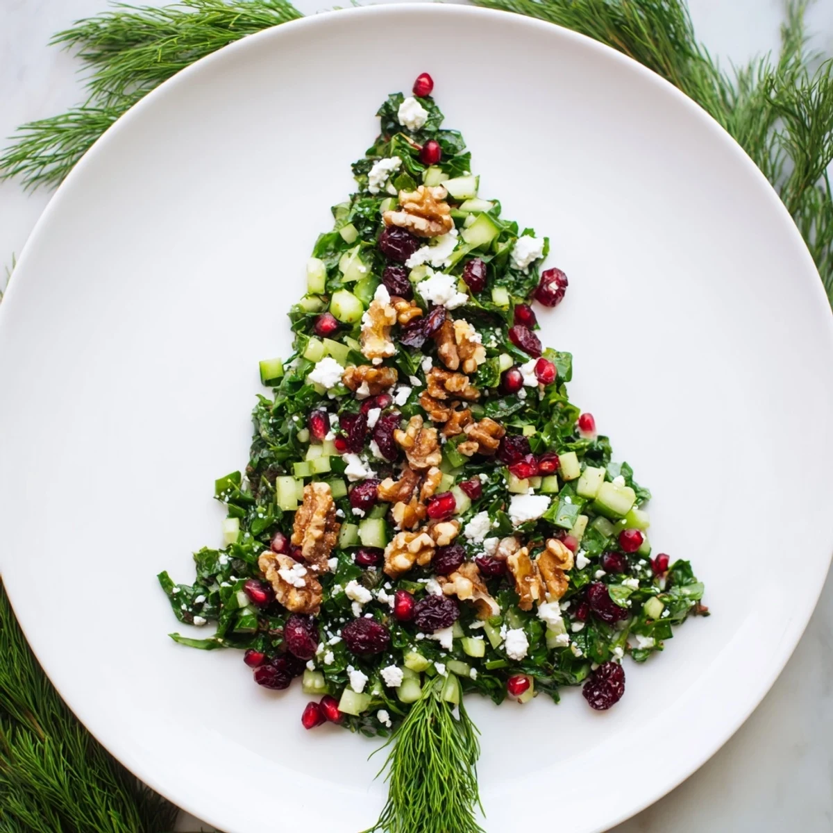 Tangy feta cheese sparkles on a cranberry & feta cheese tree dip salad, ready to be scooped with crackers.