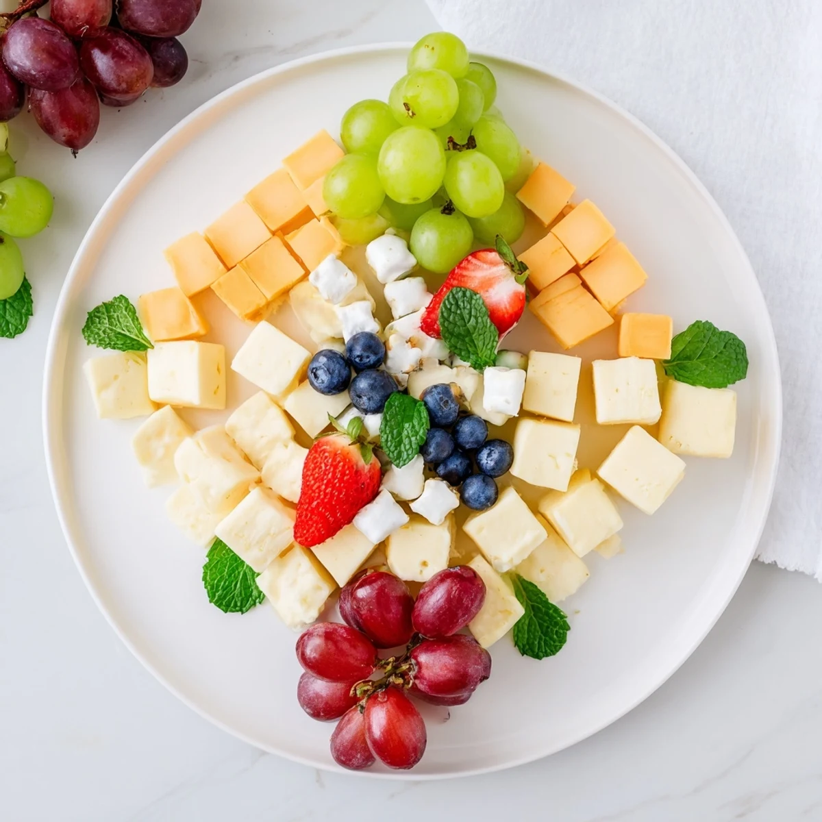 A gorgeous diamond ring engagement board, showcasing colorful fruits, cheeses, and treats ready to enjoy.