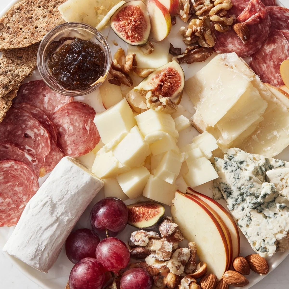 A beautifully arranged 2026 Wine Pairing Board overflowing with cheeses, meats, and fresh fruits for a tasting.