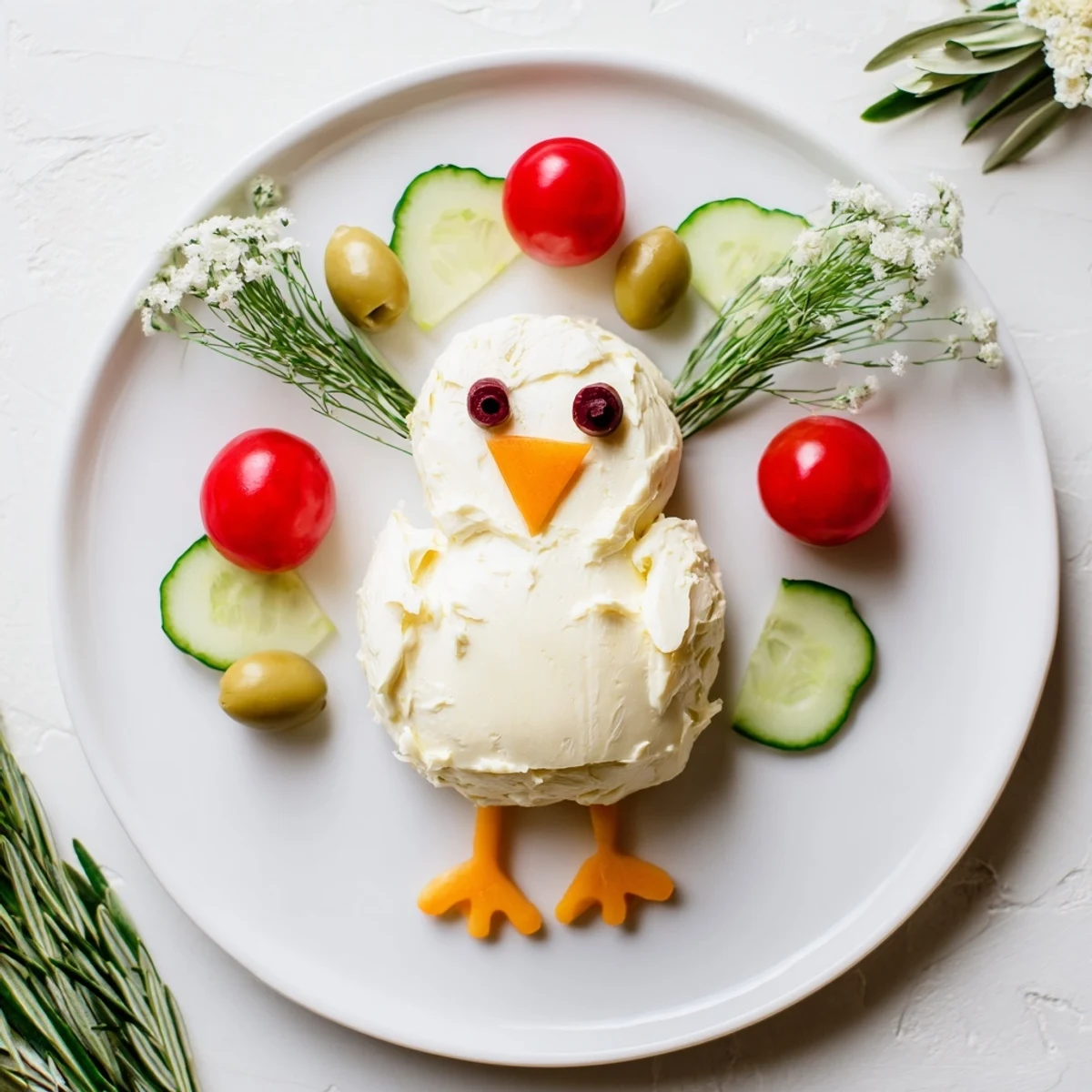 Festive Peace Dove Christmas Olive Platter, a vegetarian appetizer of olives and a cheese dove.