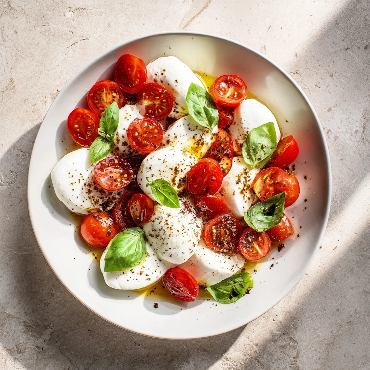 Vibrant star-shaped Caprese skewers: ripe red tomatoes, creamy mozzarella, and fresh basil, ready to eat.