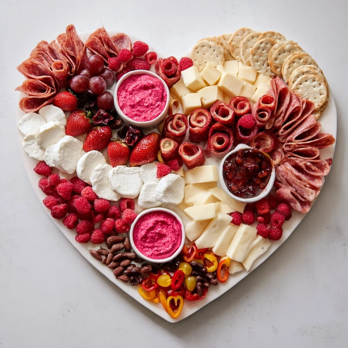 Beautifully arranged Heart of Romance Board featuring vibrant strawberries, perfect for Valentine's Day.