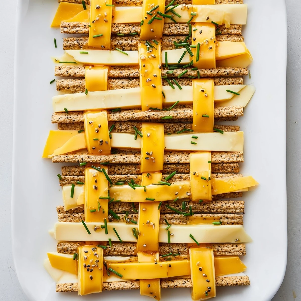 Fresh herbs and honey adorn a vibrant Garden Gate Lattice appetizer platter, ready for guests.