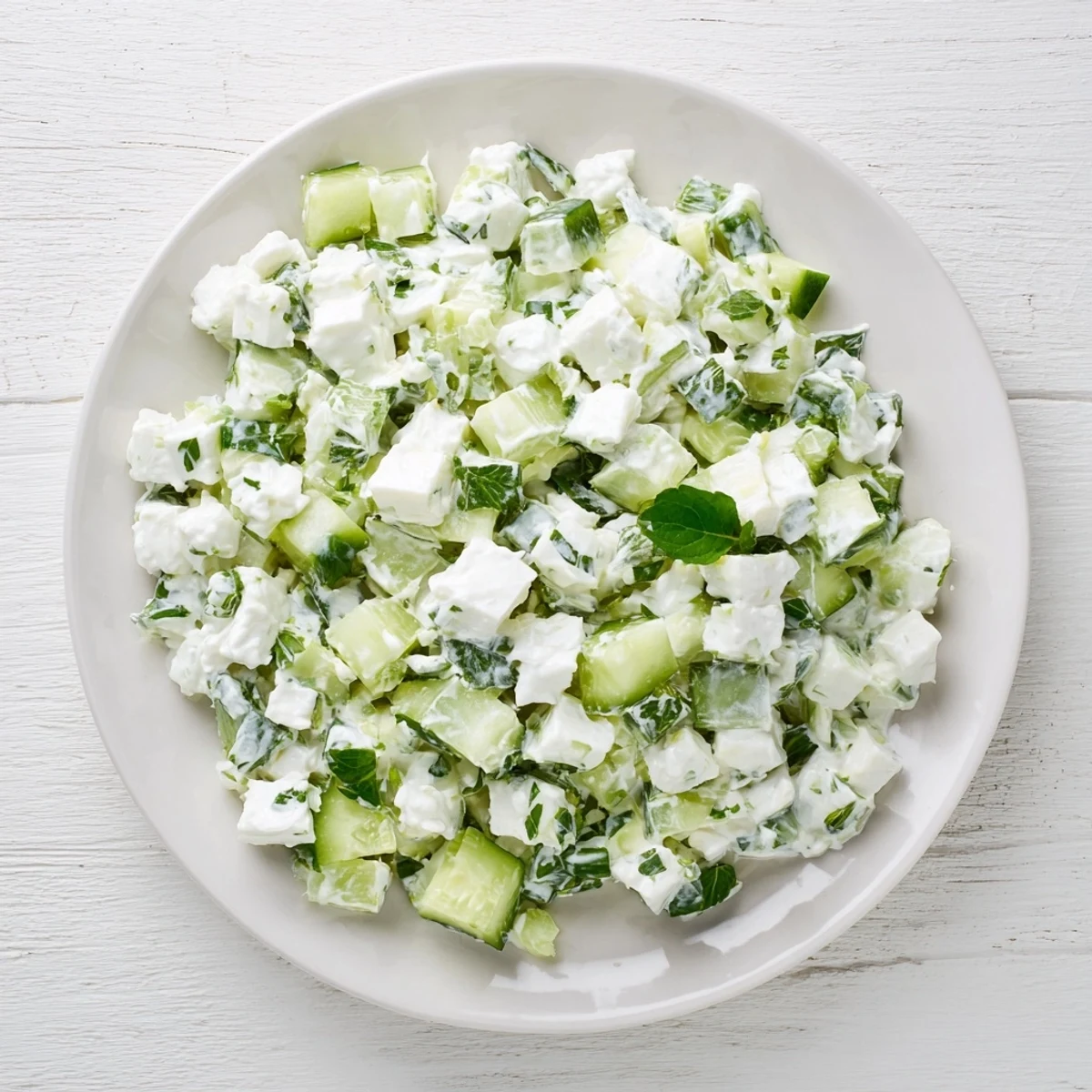 Fresh dill and garlic flavor this light Cucumber and Greek Yogurt Tzatziki Salad, perfect as a side dish.
