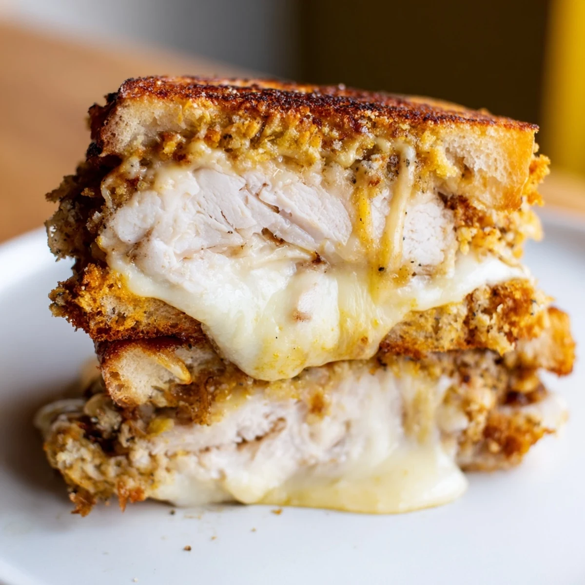 Melting cheese and golden-brown bread surround the savory Crispy Parmesan Chicken Thighs in this comforting dish.