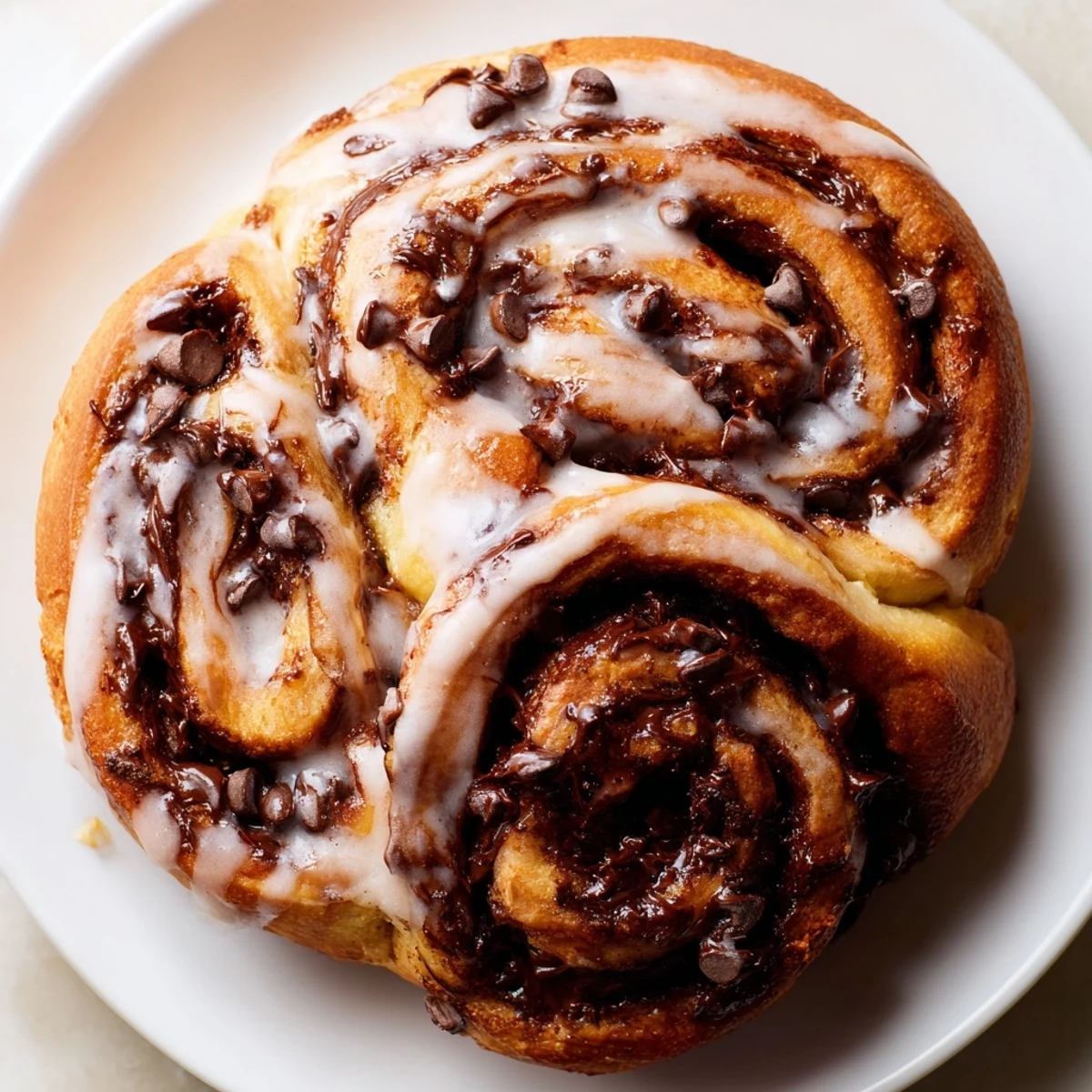 Freshly baked Nutella chocolate chip rolls, oozing with melted chocolate, ready to enjoy warm.