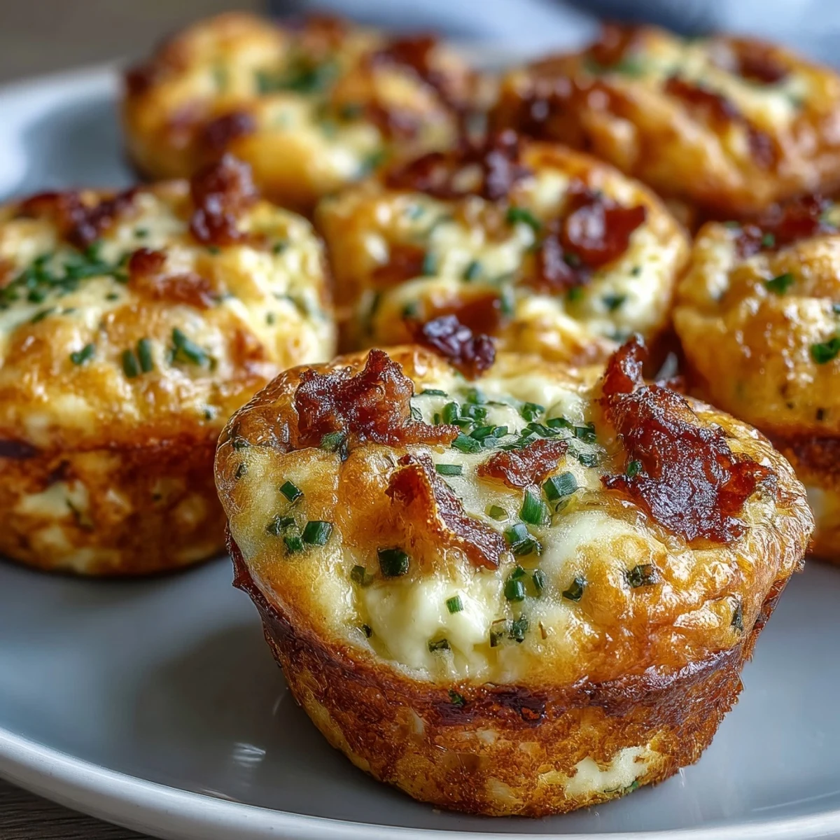 Savory Ranch & Cheddar Egg Muffin Cups served warm on a plate with a side of fresh avocado slices.