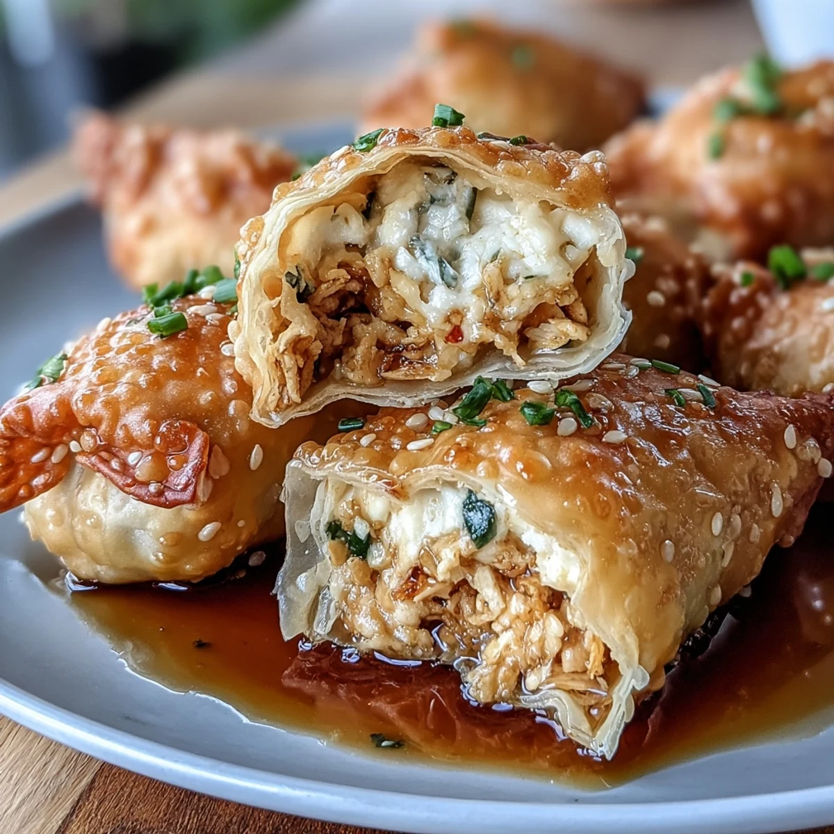 Vegan rice paper dumplings with umami-rich filling, pan-fried until crispy and golden brown.