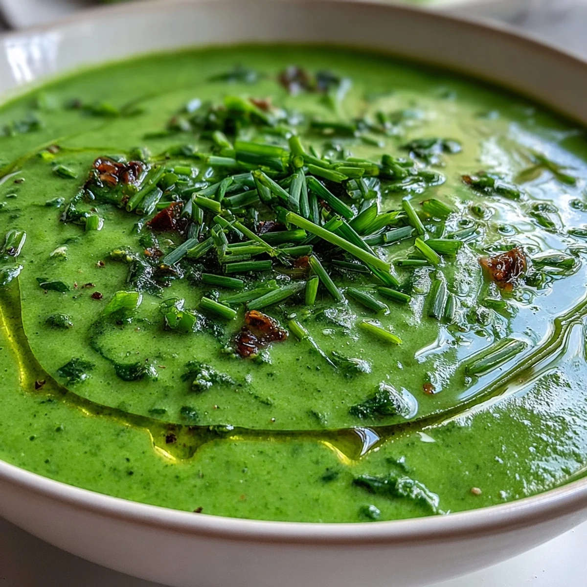A nourishing bowl of spinach and white bean soup, brimming with fresh greens and served with crusty gluten-free bread.