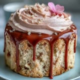 Layered rosé-infused velvet cake frosted with silky cream cheese and topped with luxurious edible gold drip.  