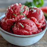 Easy 3-ingredient Watermelon Sorbet, perfectly sweet and refreshingly chilled.