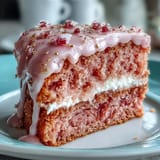 Rosé Velvet Cake with cream cheese frosting and a beautiful cascading gold drip.