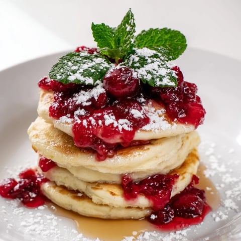 Fluffy Brunch Board: Pancake Stack, with a vibrant berry holly topping, ready to serve, and enjoy!