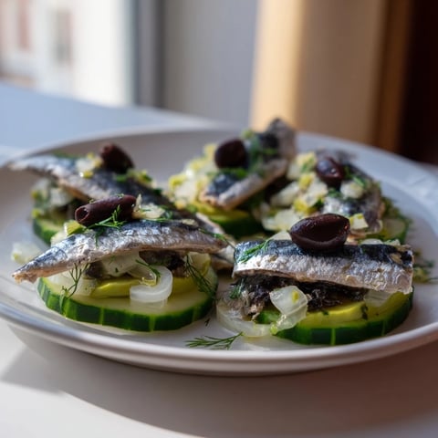 A vibrant Cucumber and Tinned Fish Salad with creamy avocado, ready for a date night.
