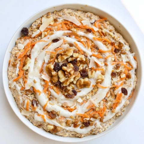 Creamy Carrot Cake Overnight Oats, chilled and ready for a delicious grab-and-go breakfast.