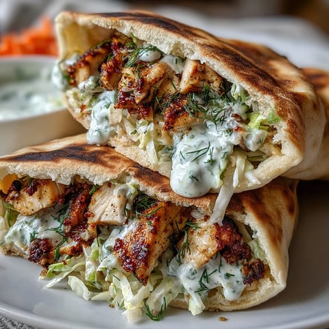 Flavor-Packed Chicken Pitas with Creamy Herby Ranch Slaw, stuffed with juicy spiced meat and crunchy veggies, ready to serve.