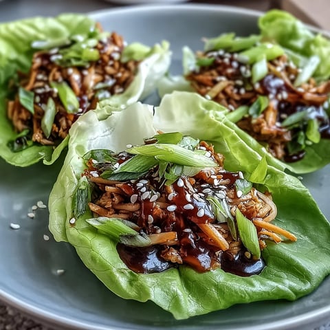 Savory turkey noodles with ginger and garlic packed into crisp butter lettuce cups for a low-carb bite.