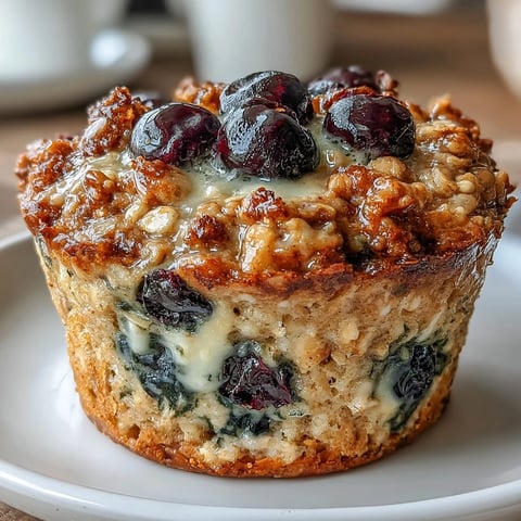 Wholesome baked oatmeal cups bursting with fresh blueberries and bright lemon zest for a healthy breakfast treat.
