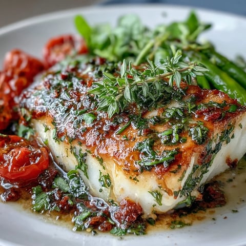 A vibrant sheet pan of baked lemon herb cod with tender asparagus and juicy cherry tomatoes, perfect for a healthy weeknight dinner.  