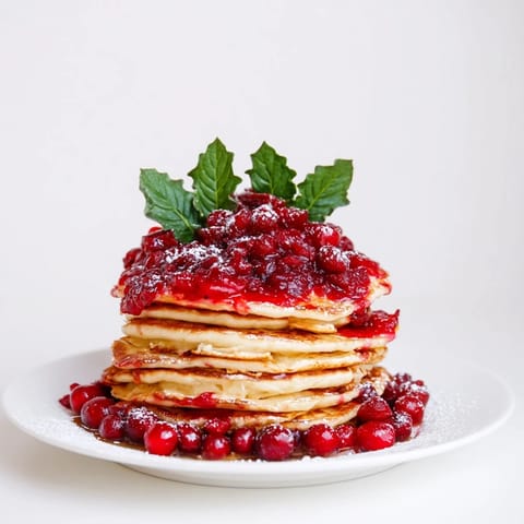A delicious Brunch Board: Pancake Stack centerpiece featuring sweet berries next to warm, golden pancakes.