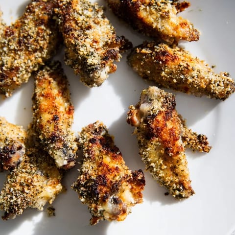 Sizzling Baked Parmesan Chicken Wings, a delicious appetizer with a savory Parmesan coating.