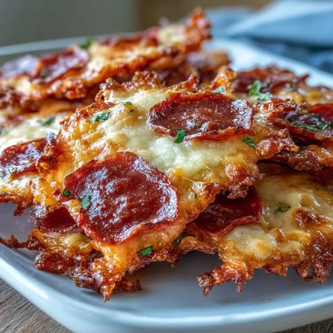Pepperoni Cheese Crisps arranged on a wire rack to cool, showing crispy edges and golden-brown cheese, perfect for a keto snack.