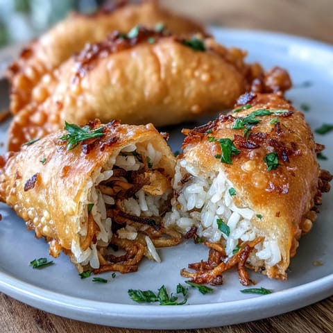 Crispy rice paper dumplings filled with savory tofu, shiitake mushrooms, and fresh vegetables.  