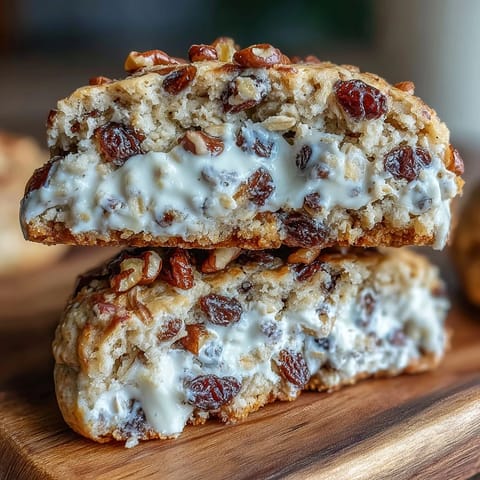 Soft cottage cheese oatmeal raisin breakfast cookies with golden raisins and hearty oats, perfect for a healthy morning snack.  
