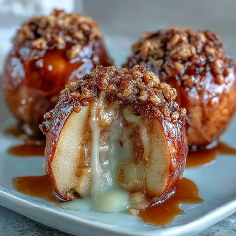 Candy apple slices drizzled with peanut butter and topped with granola for a crunchy, sweet snack.
