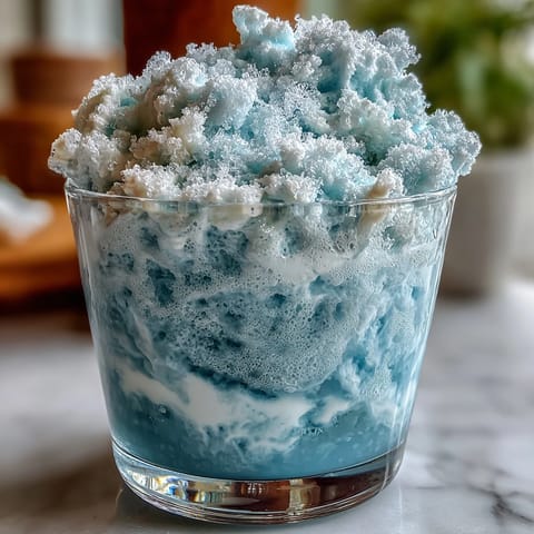 TikTok Cloud Slushie: Light and fluffy frozen drink with lemon-lime soda and sweetened condensed milk, served in two chilled glasses.