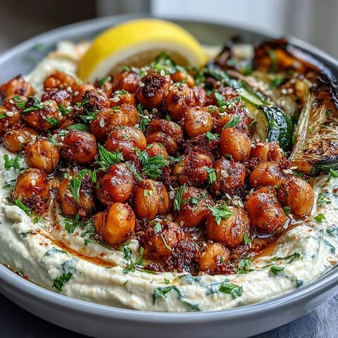 Crispy Chickpea Bowls with Roasted Vegetables and Hummus, a colorful and satisfying plant-based meal perfect for lunch or dinner.  