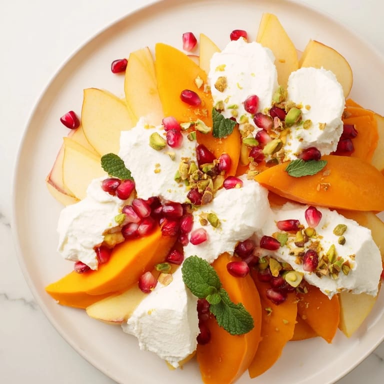 Artistic photo of the winter fruit persimmon and pear snowscape, ready to eat for a refreshing treat.