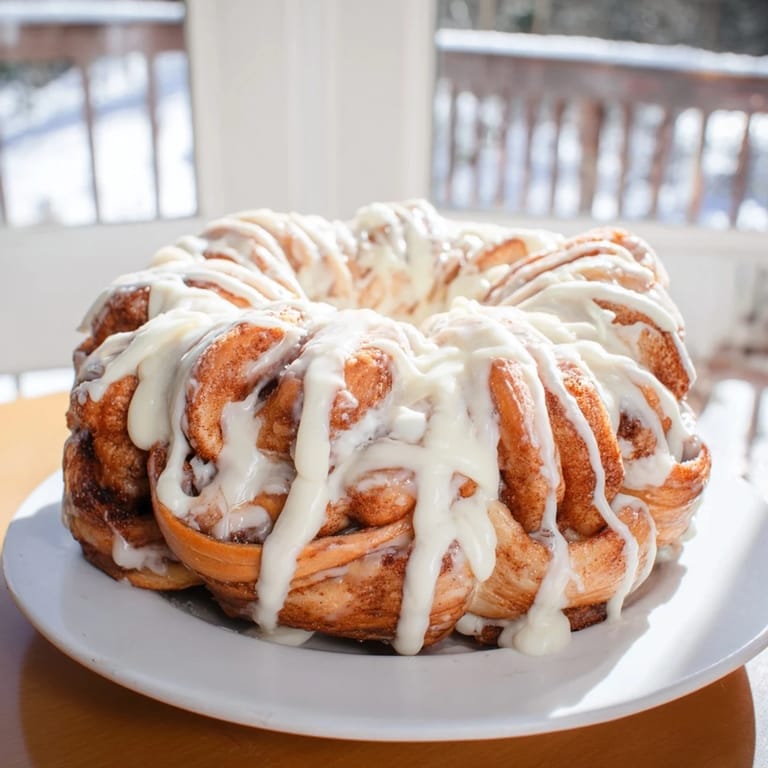 Warm, cinnamon-filled Giant Snowflake Sweet Roll centerpiece, a delicious pull-apart perfect for sharing.