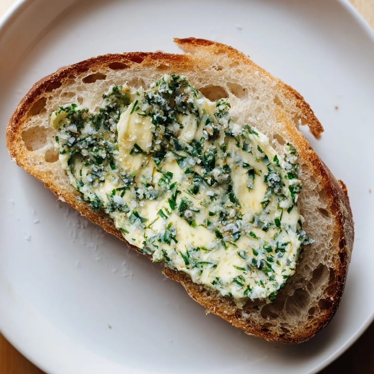 Crispy artisan bread slathered with herb butter, the flavorful herb butter toast ready to enjoy.