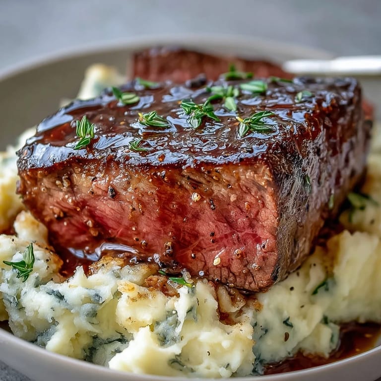 Succulent venison steaks paired with buttery caraway crushed swede and optional red wine reduction, perfect for a comforting, gluten-free main dish.
