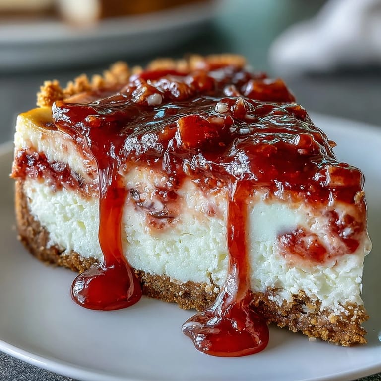 Freshly cut Guava Cheesecake reveals a creamy interior and crisp Maria cookie crust on a wooden table.