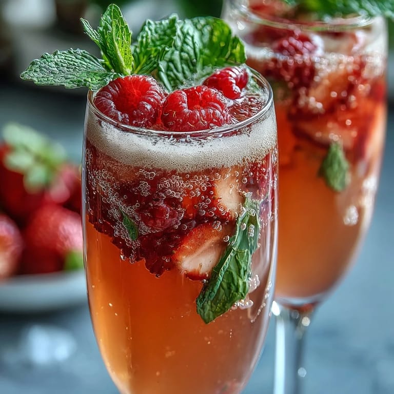 DIY strawberry bellini station with colorful fruit garnishes, purées, and sparkling wine for an interactive cocktail experience.