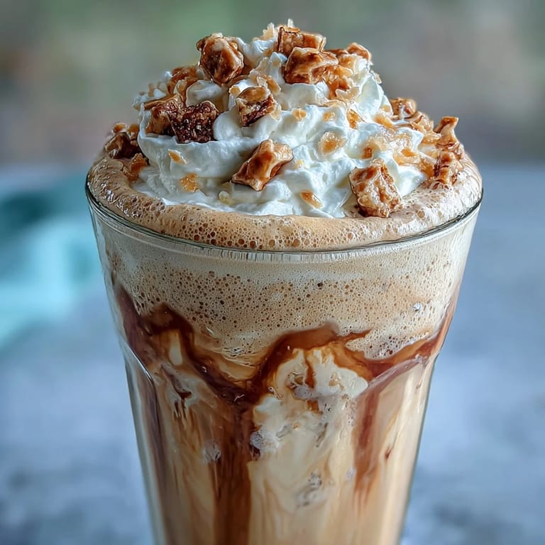 This refreshing Iced Vanilla Bean Frappuccino features a smooth vanilla bean coffee base, crowned with airy toasted coconut foam and a sprinkle of golden toasted coconut for extra indulgence.