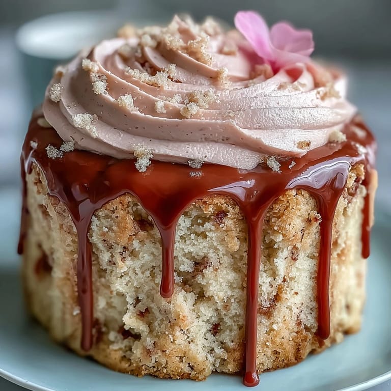 Layered rosé-infused velvet cake frosted with silky cream cheese and topped with luxurious edible gold drip.  