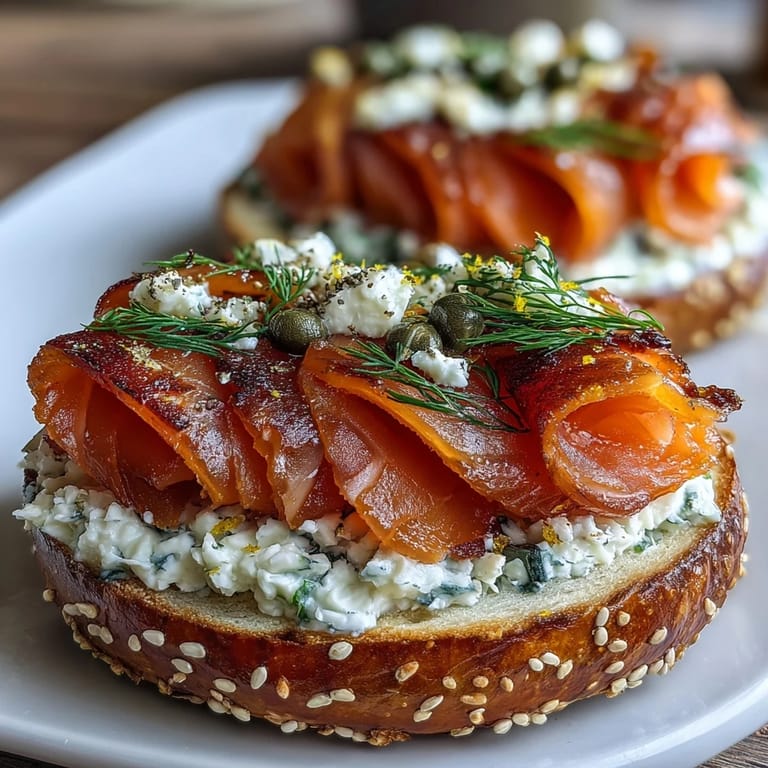 Impressive Smoked Salmon Bagel Board featuring silken salmon and garden-fresh garnishes, perfect for sharing.